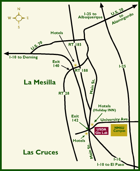 Area map of Las Cruces, New Mexico
